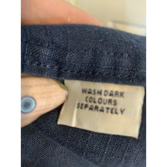 Alan Flusser Button Down Shirt Blue 100% Linen Sz XXL - Picture 9 of 9